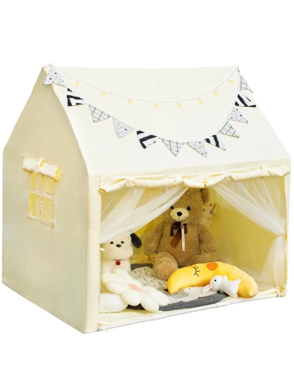 Children's Cream Play Tent with Bunting